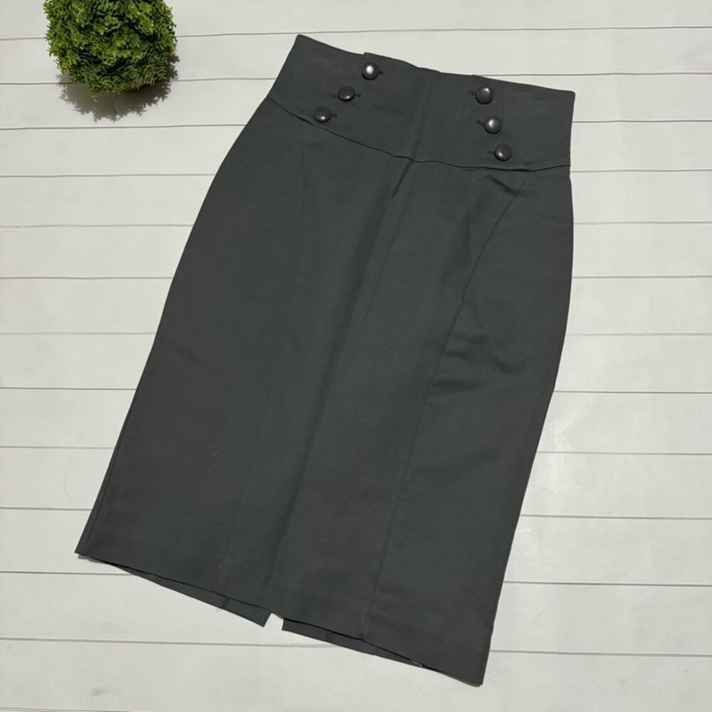 Worthington Gray High‎ Waist Long Modest Classic Pencil Skirt Women’s 4 Petite